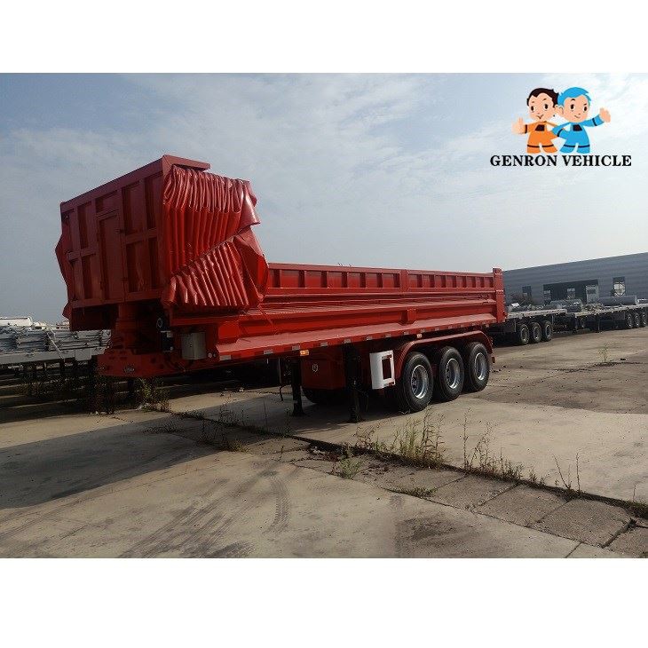 3 Axles With Tarpaulin Rear Dumping Semi Trailer
